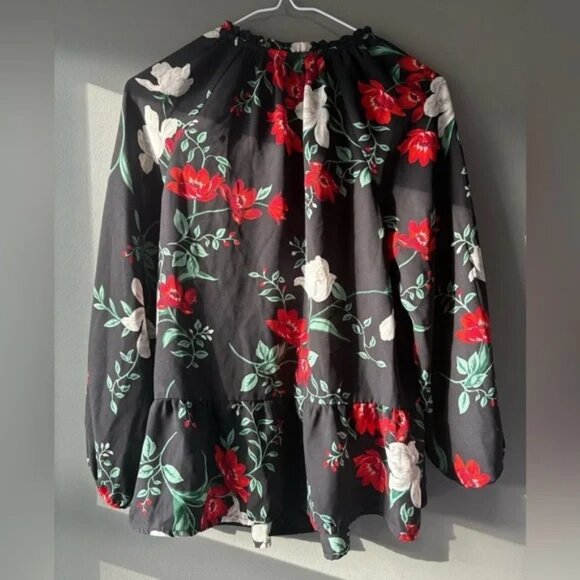 Old Navy Multicolor Floral Long Sleeve Babydoll Blouse womens Small - Picture 3 of 8